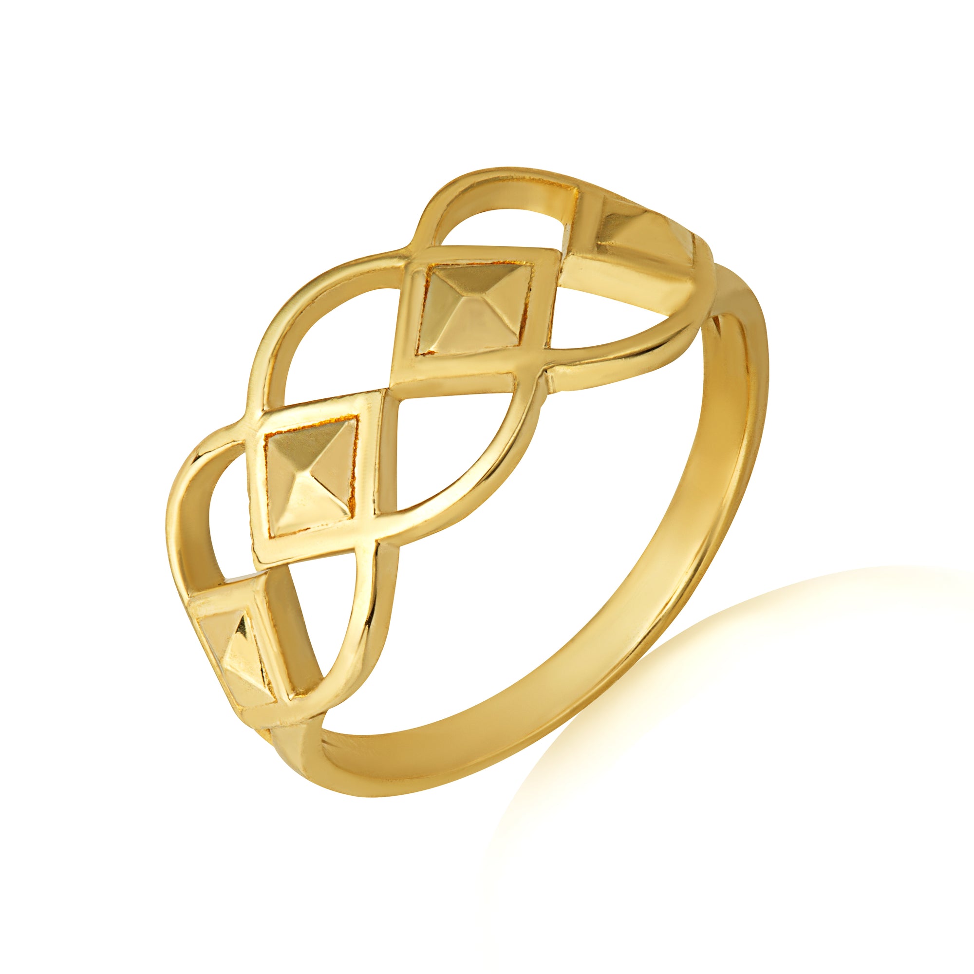 Gold Geometric Design Band Ring, view 5