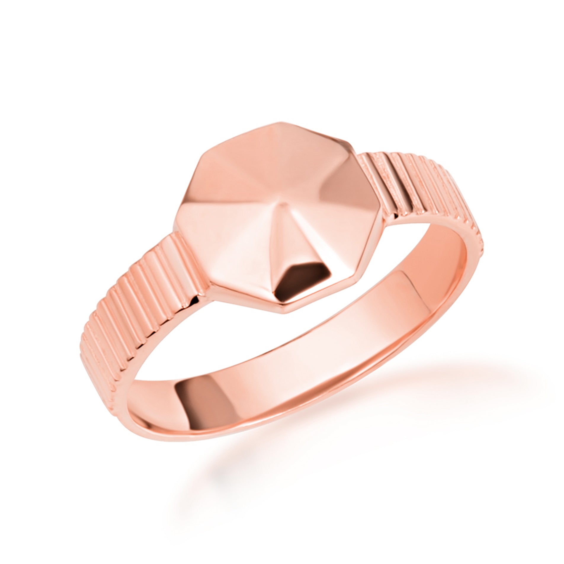 Gold Geometric Striped Band Ring, view 5