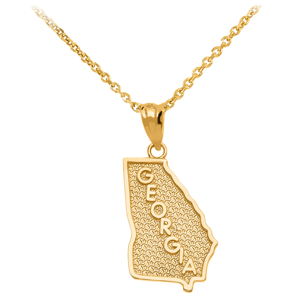 Gold Georgia State Map Pendant Necklace