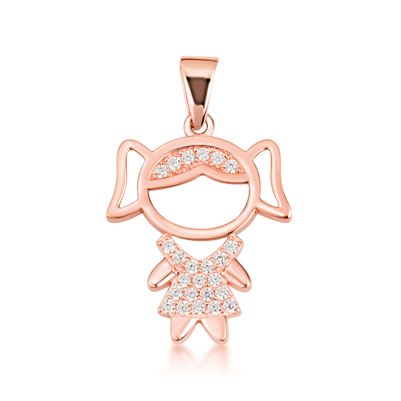 Gold Girl Silhouette Studded Pendant Necklace, view 8