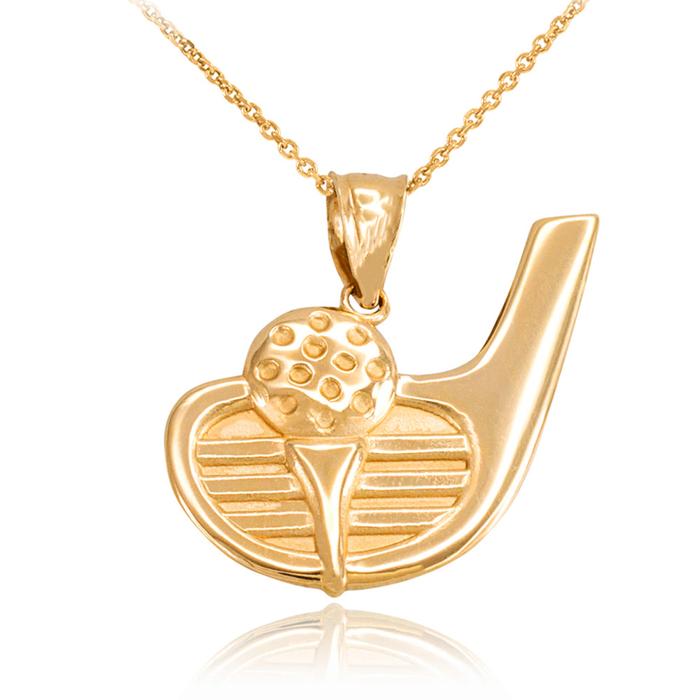 Gold Golf Club Ball Pendant Necklace