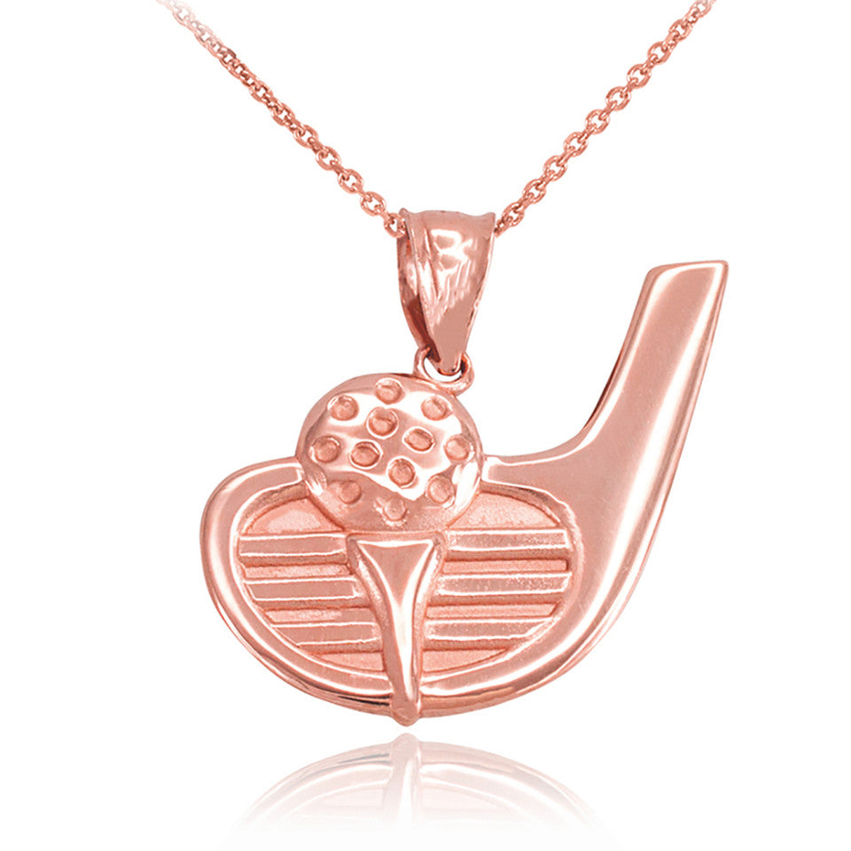 Gold Golf Club Ball Pendant Necklace, view 3