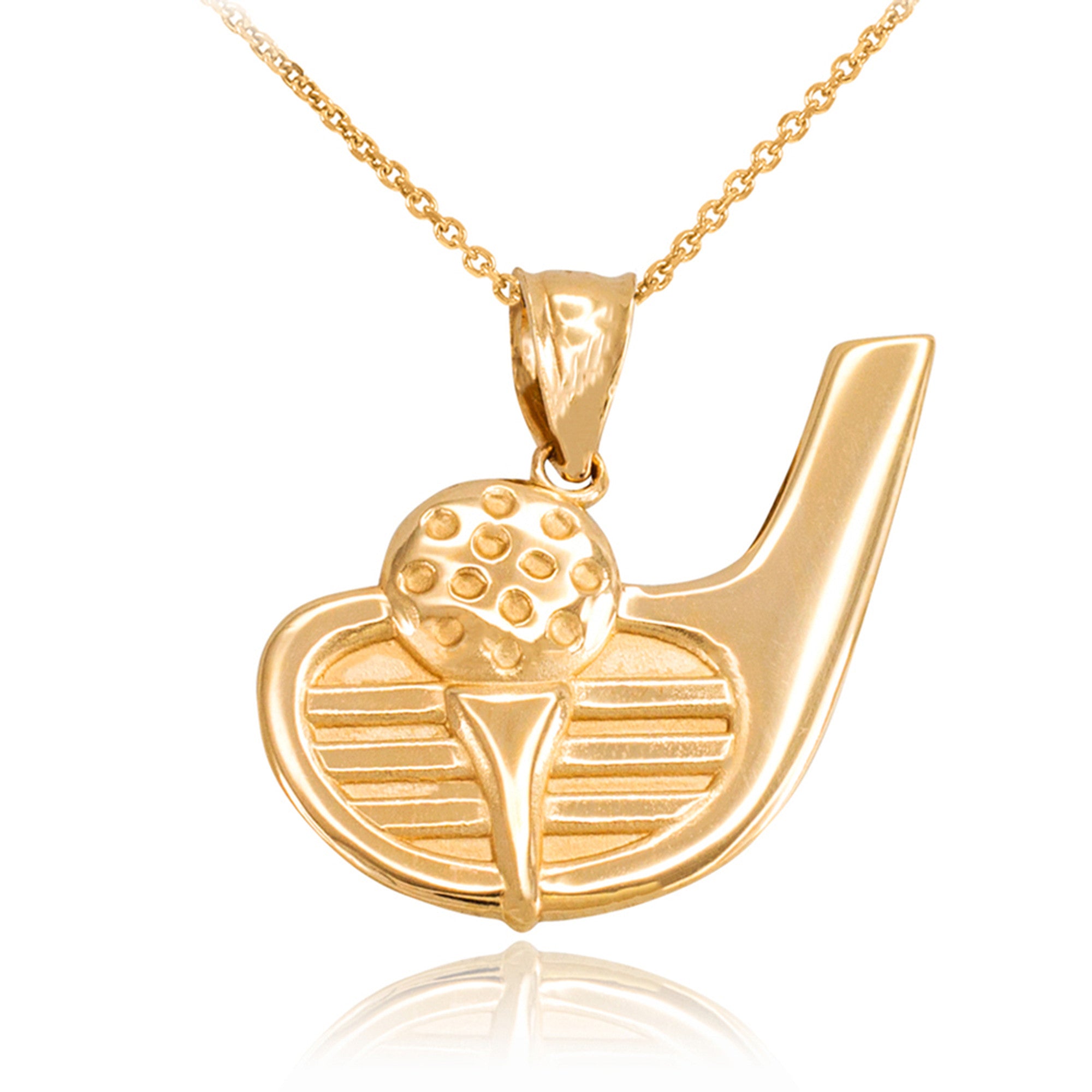 Gold Golf Club Ball Pendant Necklace, view 5