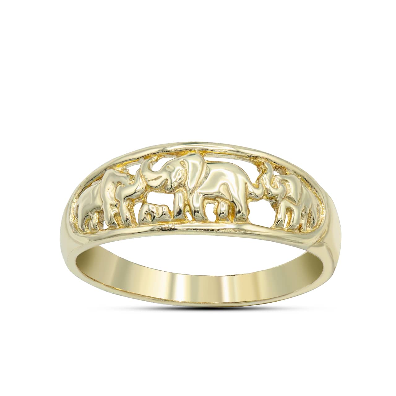 Gold Good Luck Elephant Family Ring