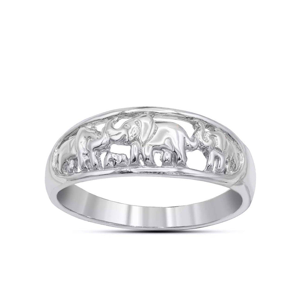 Gold Good Luck Elephant Family Ring, view 6