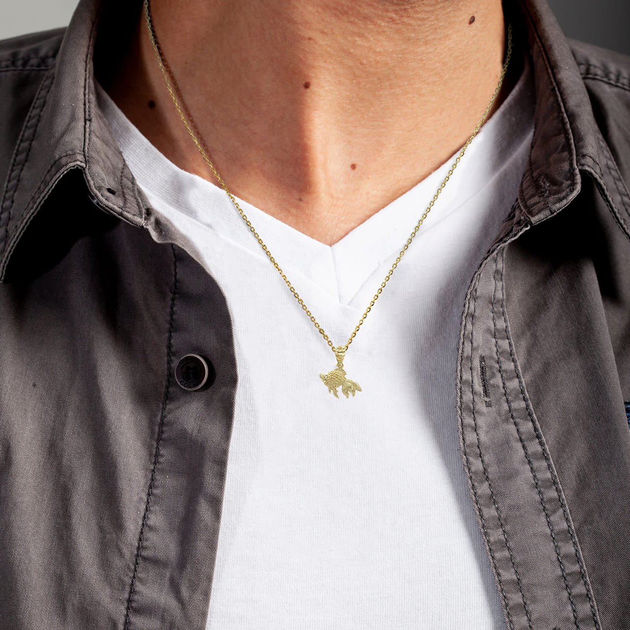 Gold Good Luck Goldfish Charm Pendant Necklace, view 3