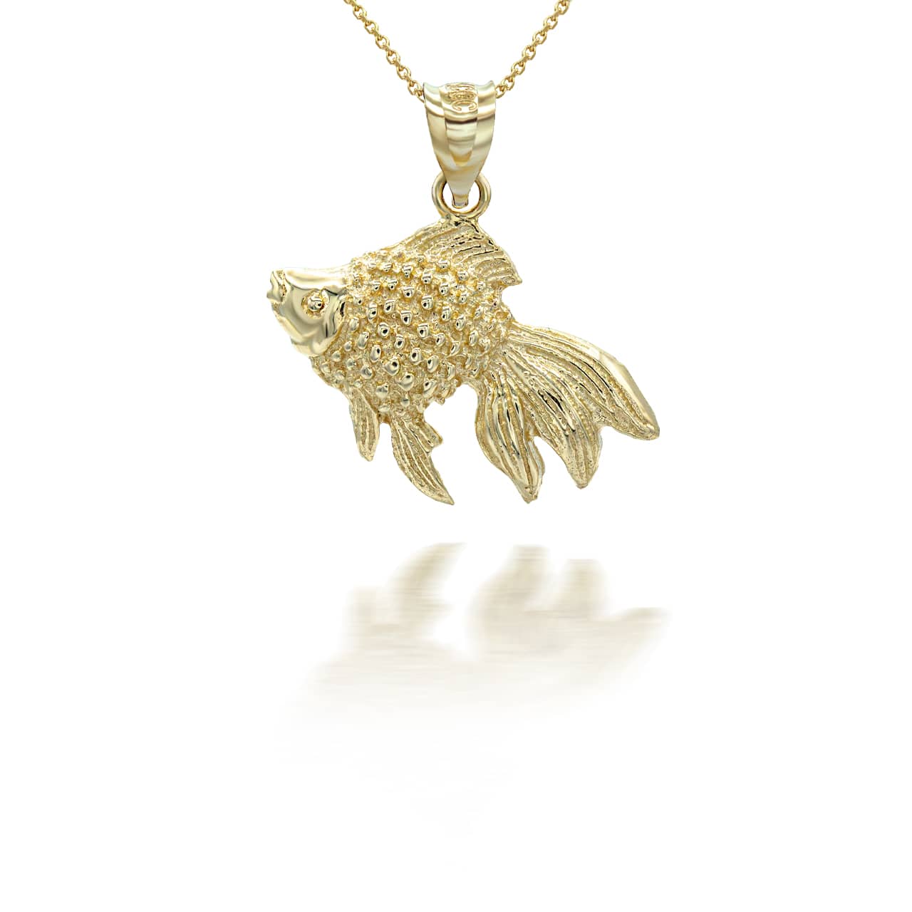 Gold Good Luck Goldfish Charm Pendant Necklace, view 4