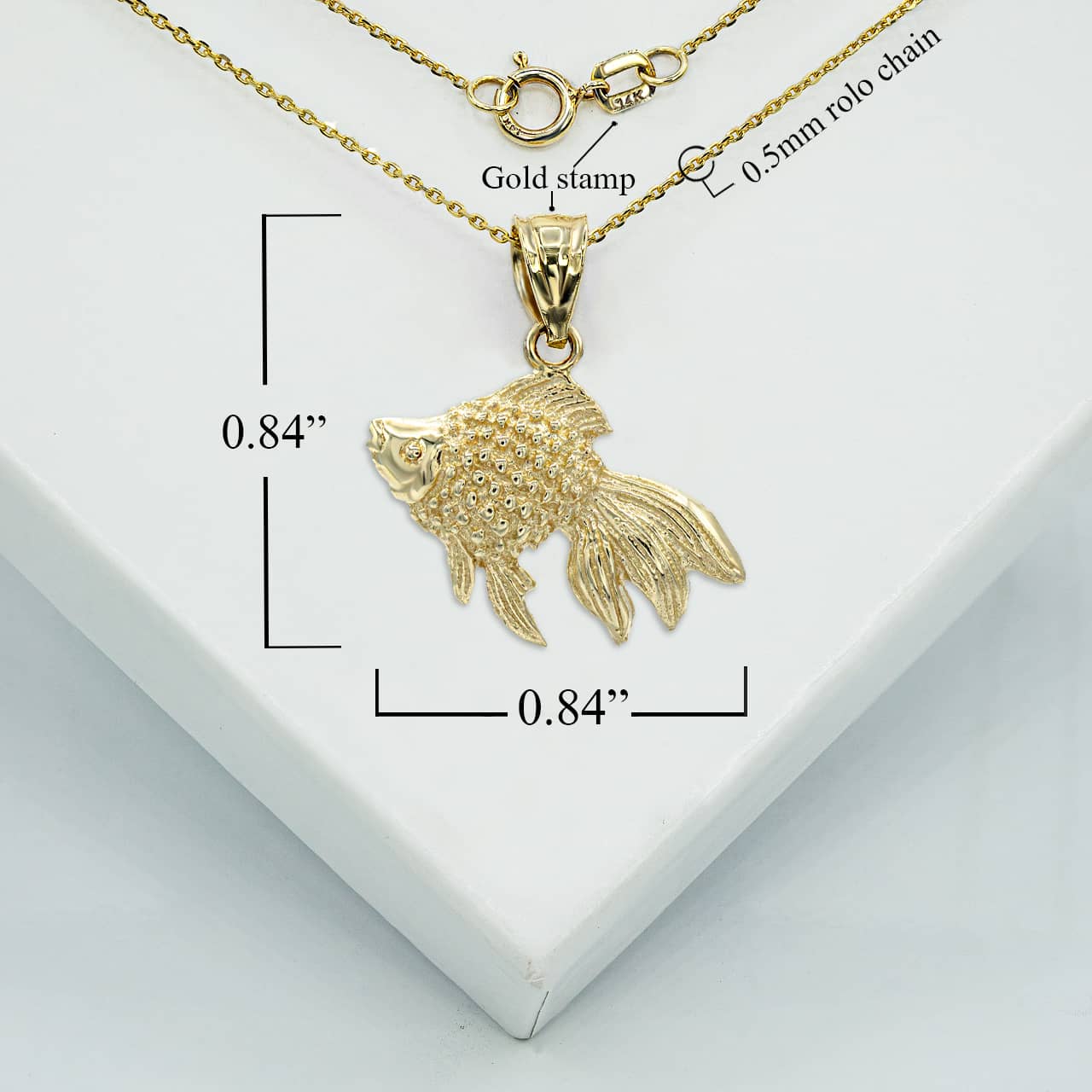 Gold Good Luck Goldfish Charm Pendant Necklace, view 5