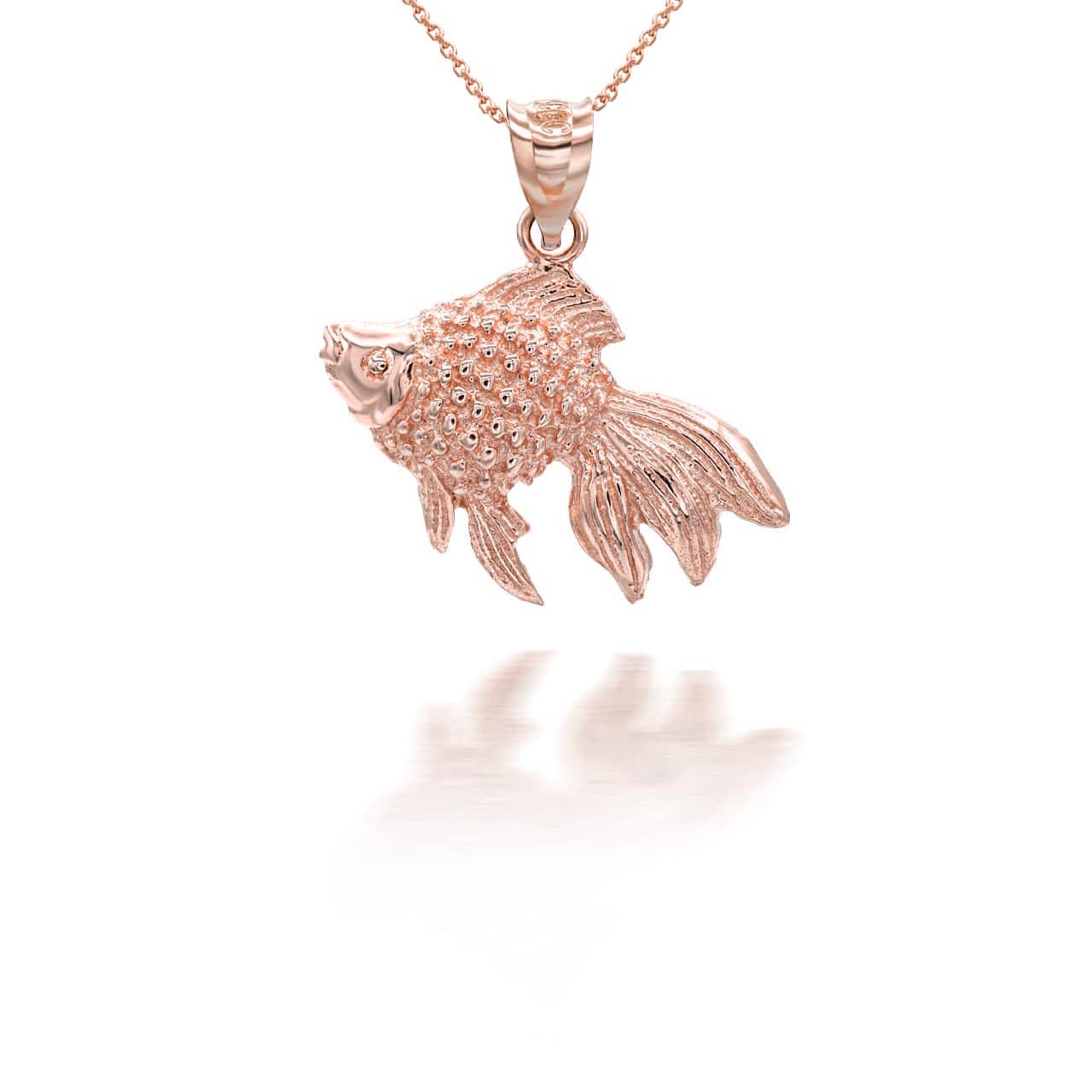 Gold Good Luck Goldfish Charm Pendant Necklace, view 7