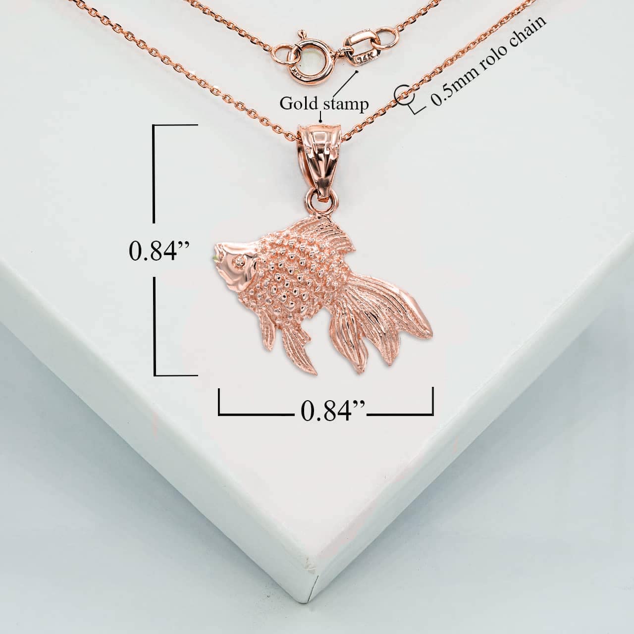 Gold Good Luck Goldfish Charm Pendant Necklace, view 8