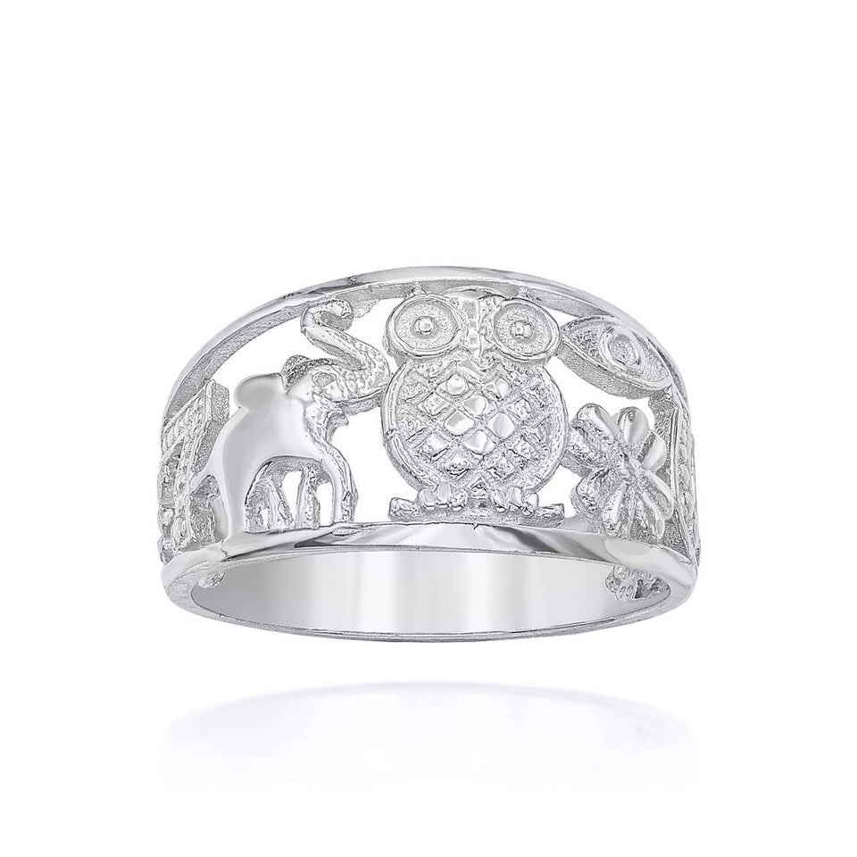 Gold Good Luck Symbols Band Ring, view 6