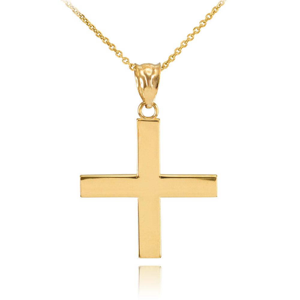 Gold Greek Cross Pendant Necklace, view 2