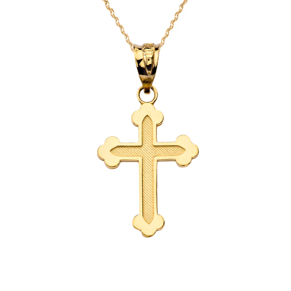 Gold Greek Orthodox Cross Pendant Necklace