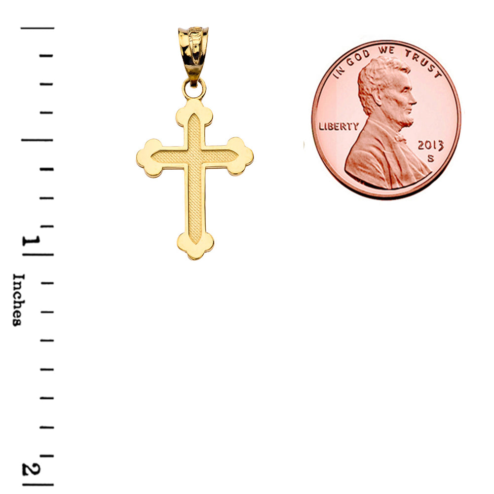 Gold Greek Orthodox Cross Pendant Necklace, view 3
