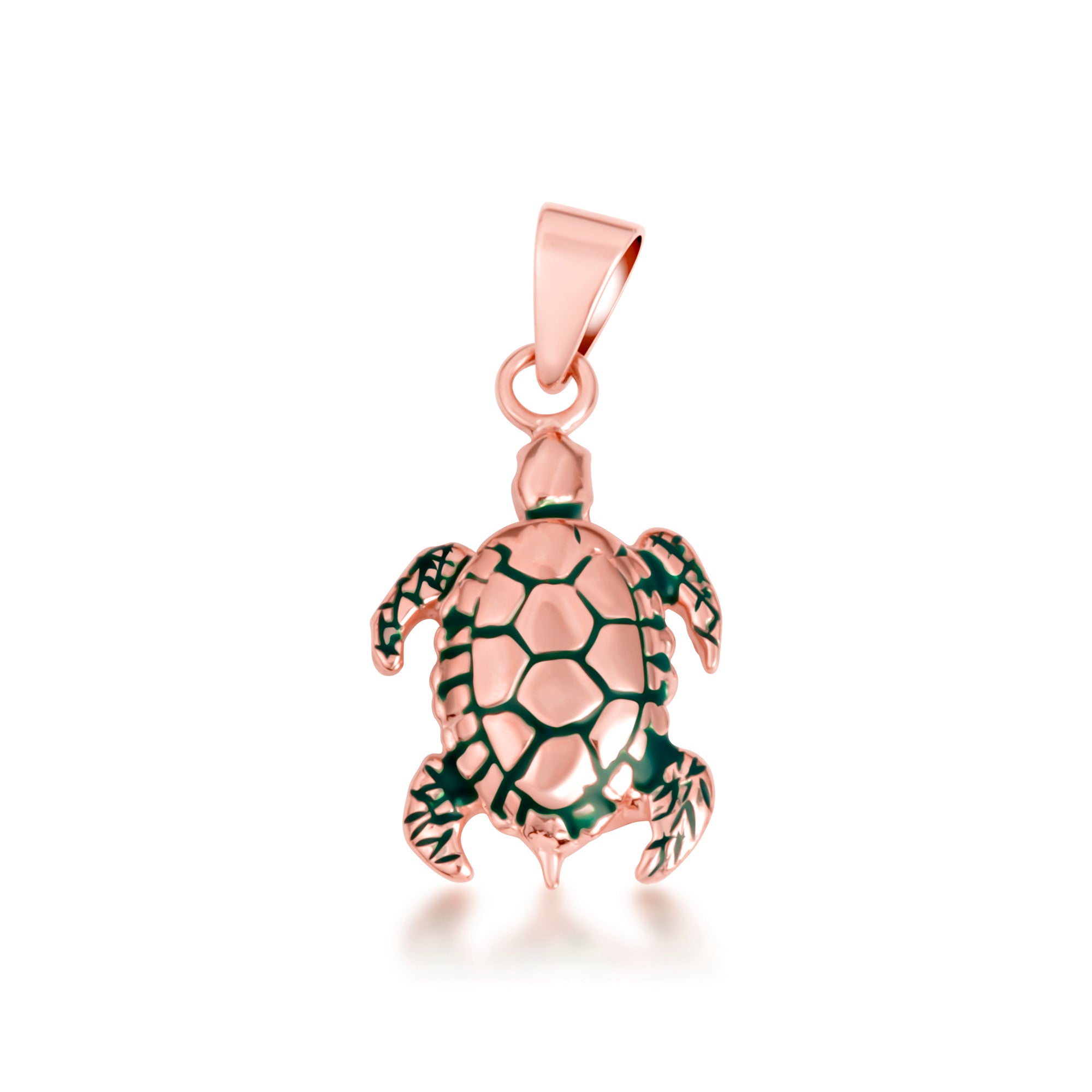 Gold Green Enamel Sea Turtle Pendant Necklace, view 5