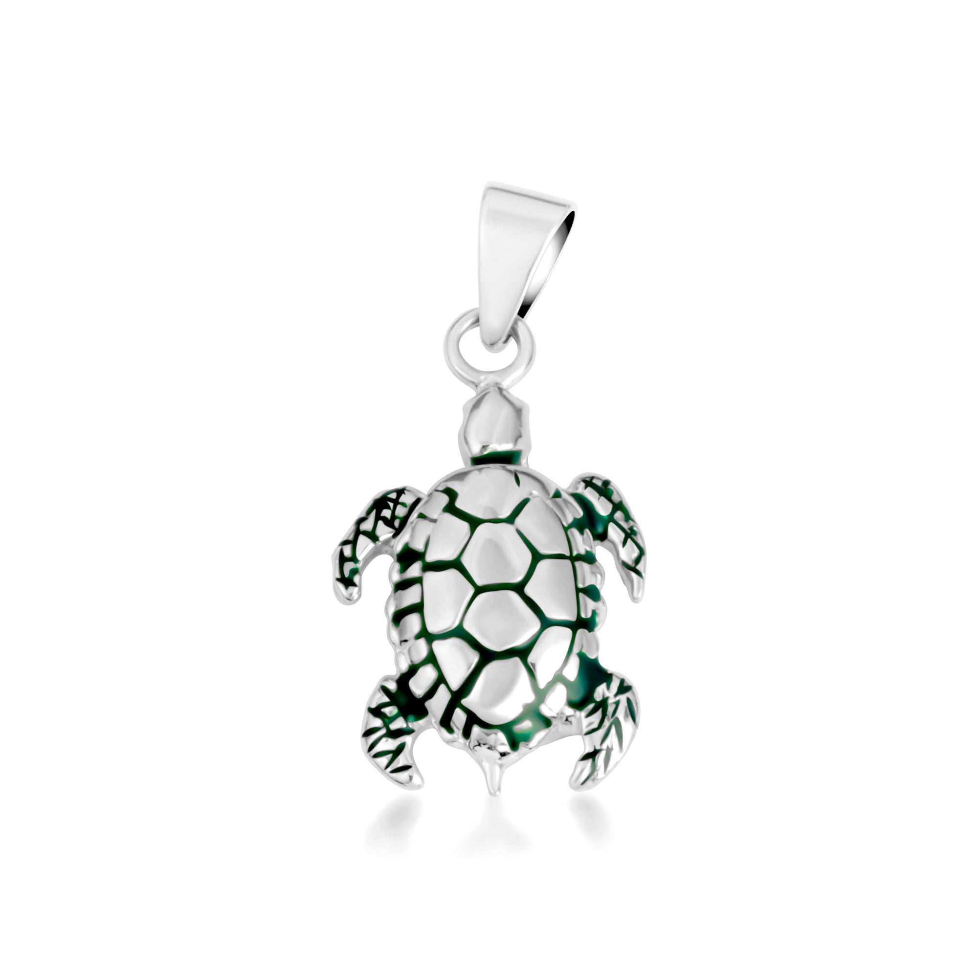Gold Green Enamel Sea Turtle Pendant Necklace, view 7
