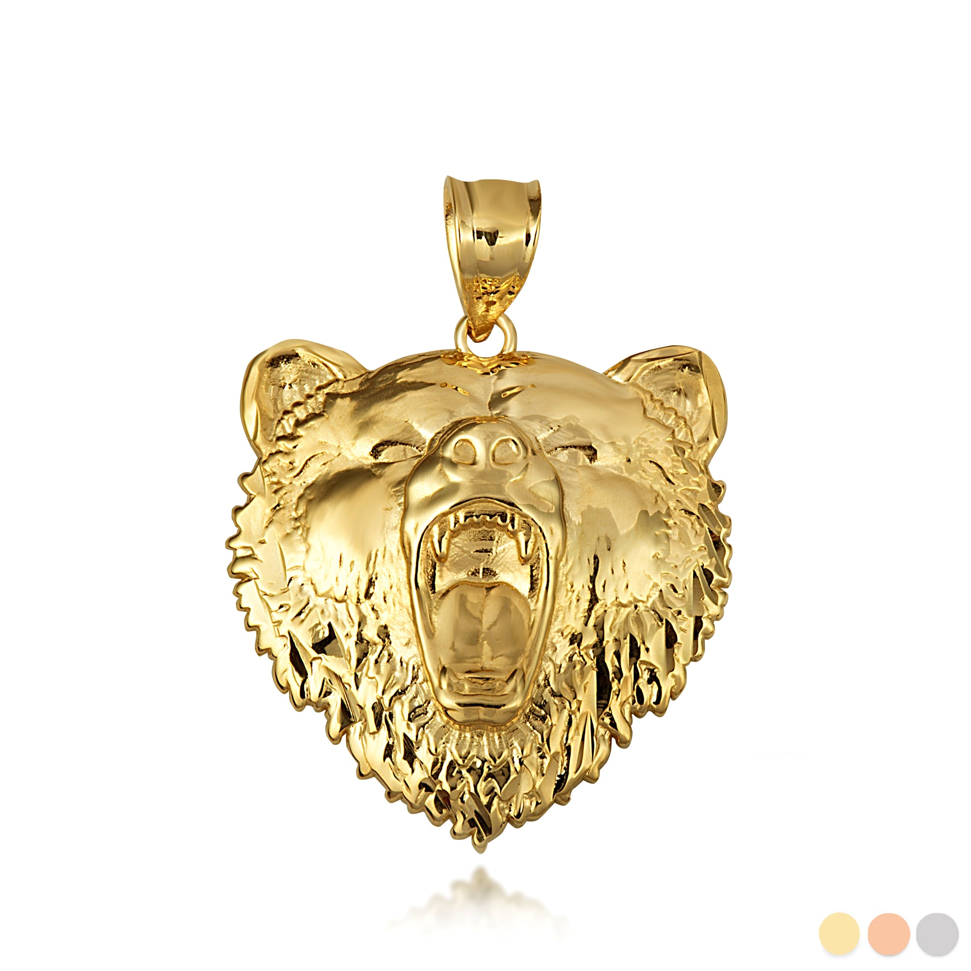 Gold Grizzly Bear Pendant Necklace