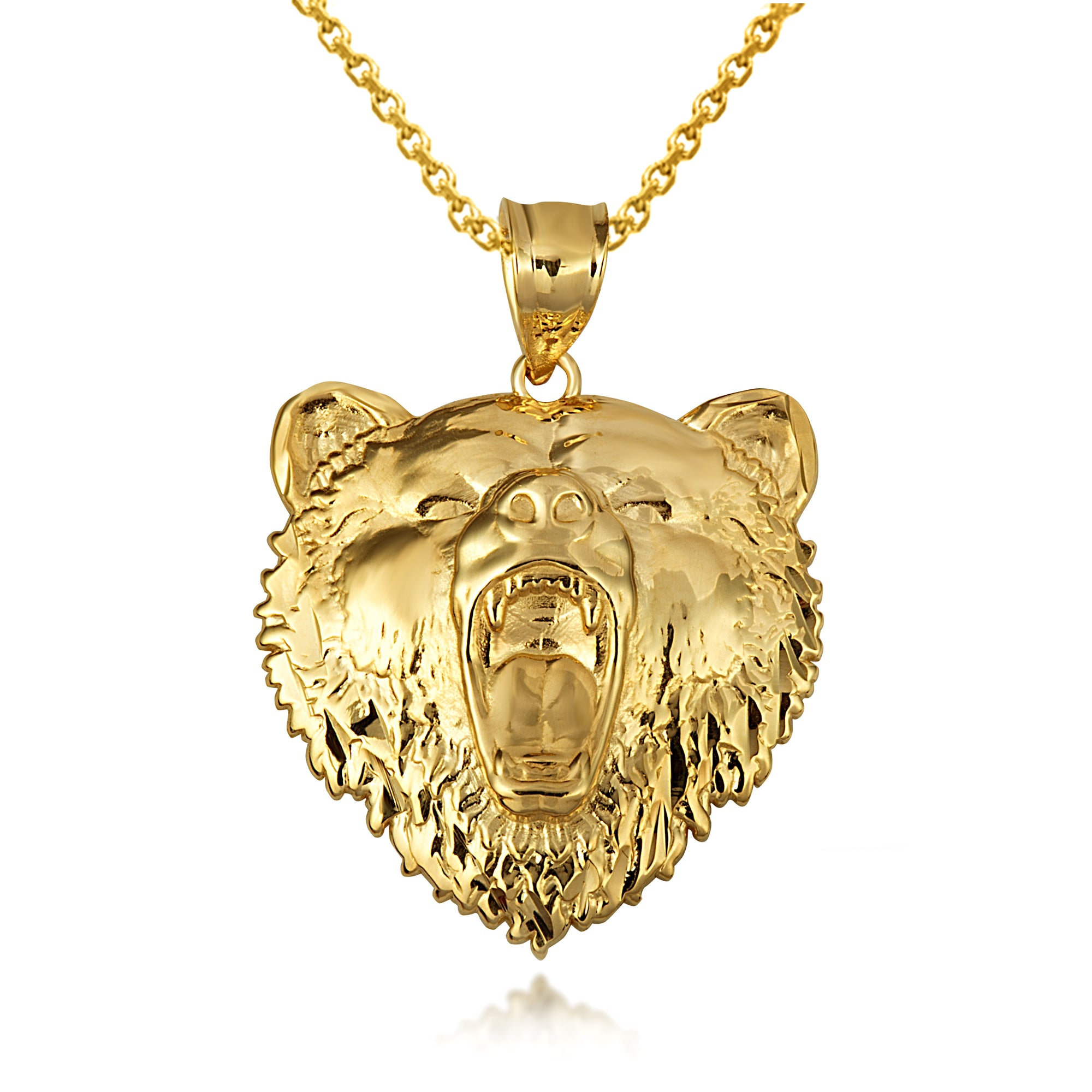 Gold Grizzly Bear Pendant Necklace, view 5