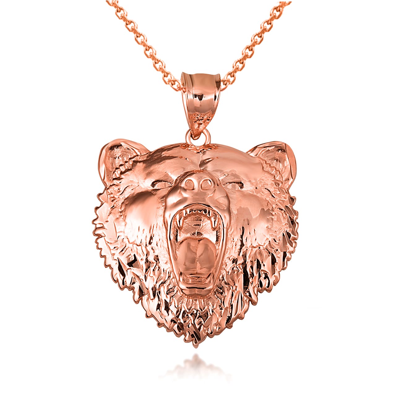 Gold Grizzly Bear Pendant Necklace, view 7