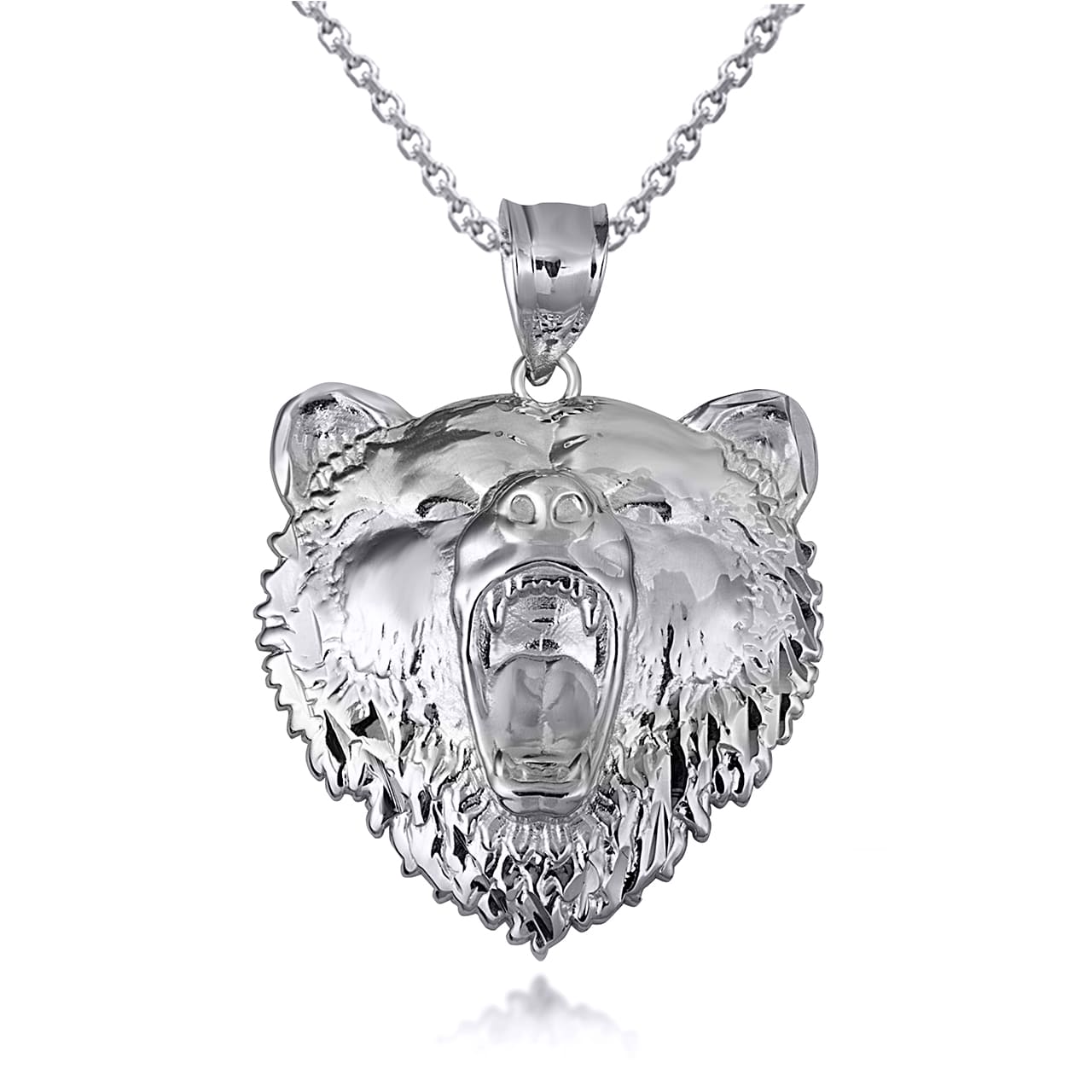 Gold Grizzly Bear Pendant Necklace, view 9