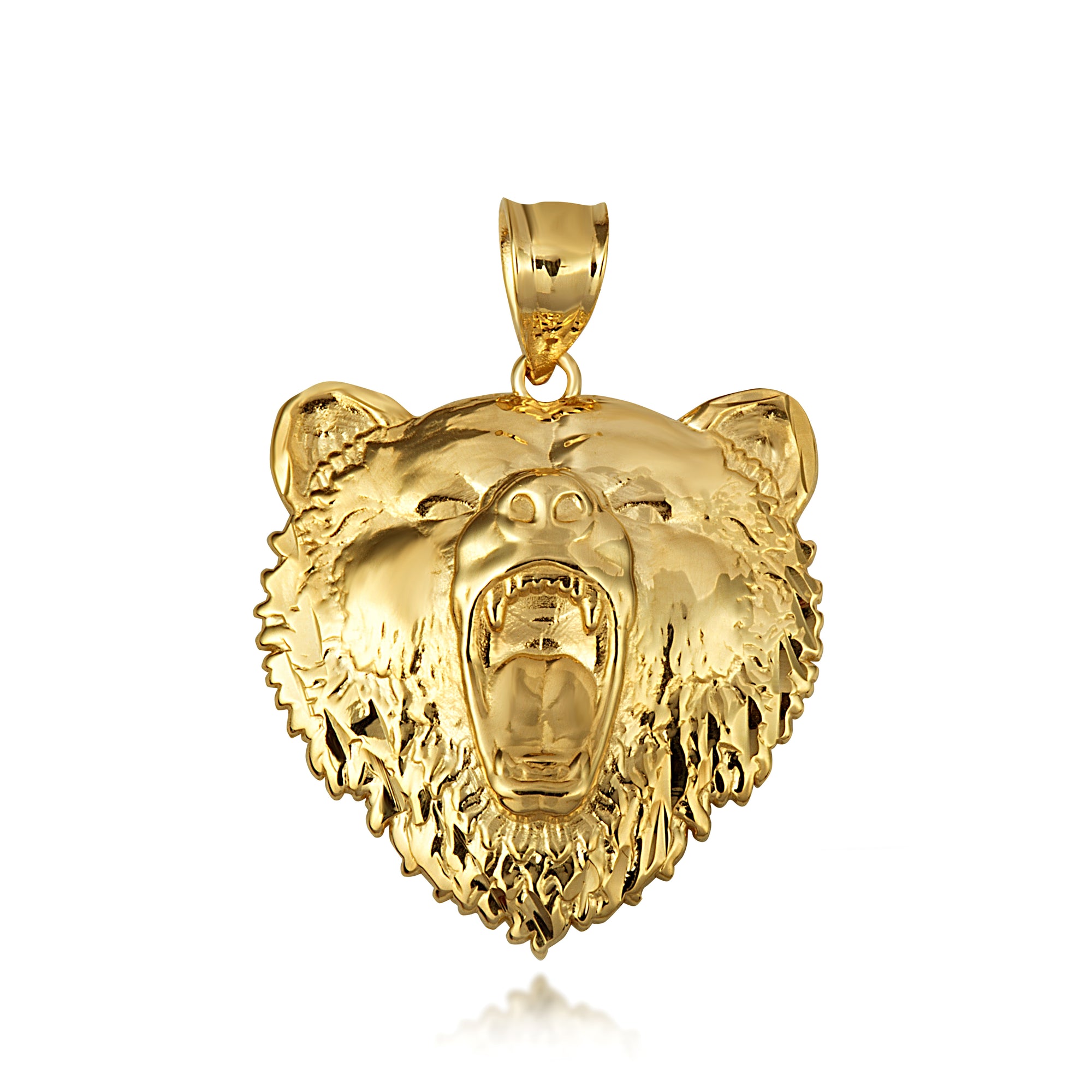 Gold Grizzly Bear Pendant Necklace, view 10