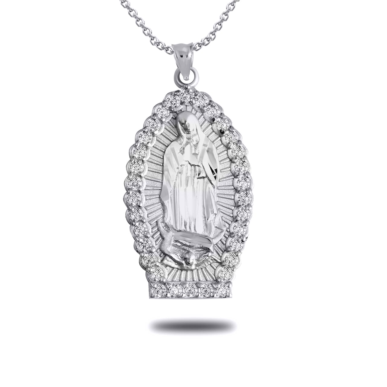 Gold Guadalupe Illuminated CZ Pendant Necklace, view 5