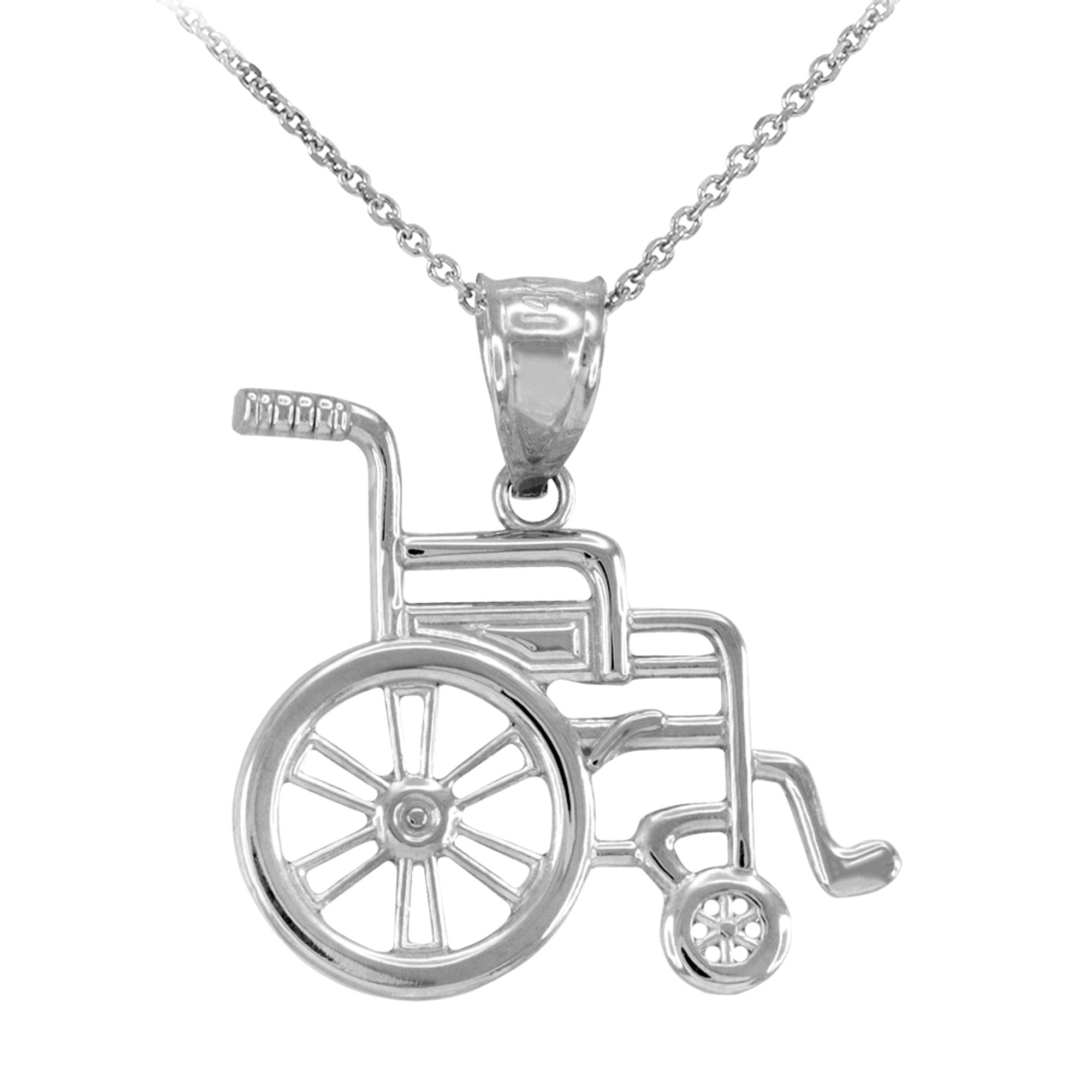 Gold Handicap Disability Awareness Wheelchair Pendant Necklace, view 4