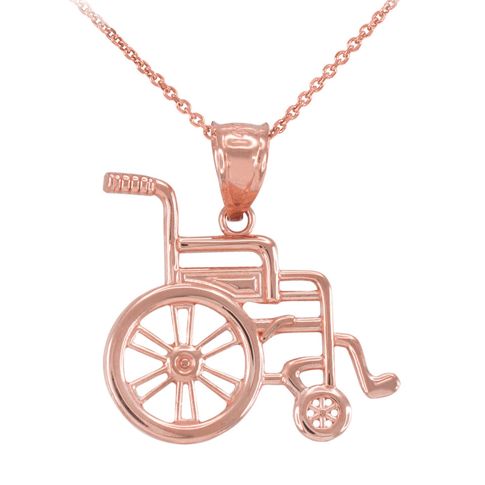 Gold Handicap Disability Awareness Wheelchair Pendant Necklace, view 5