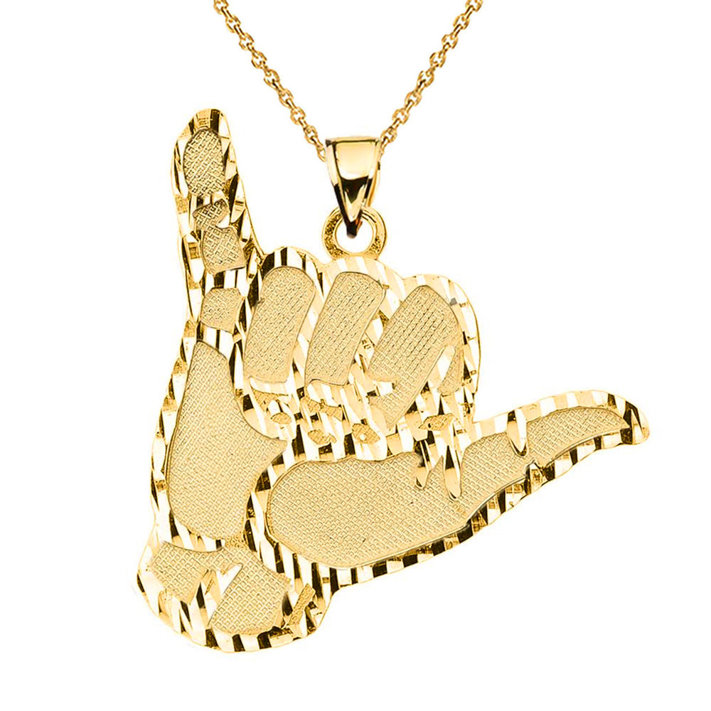 Gold Hang Loose Hand (1.13") Pendant