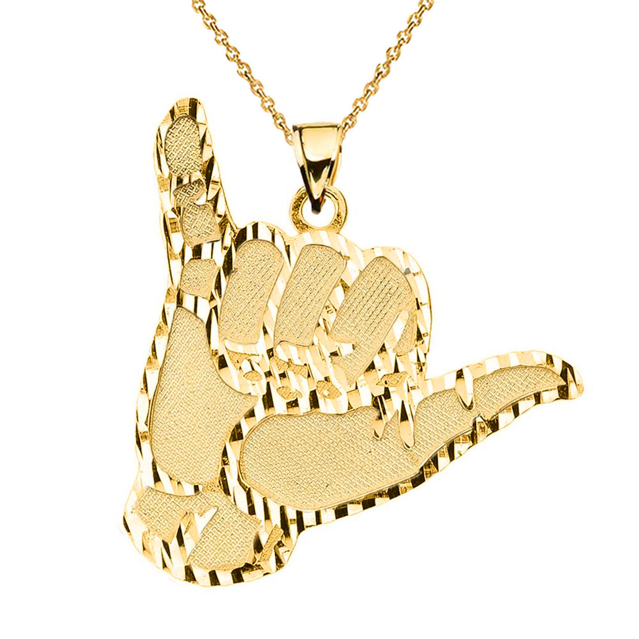 Gold Hang Loose Hand (1.13") Pendant