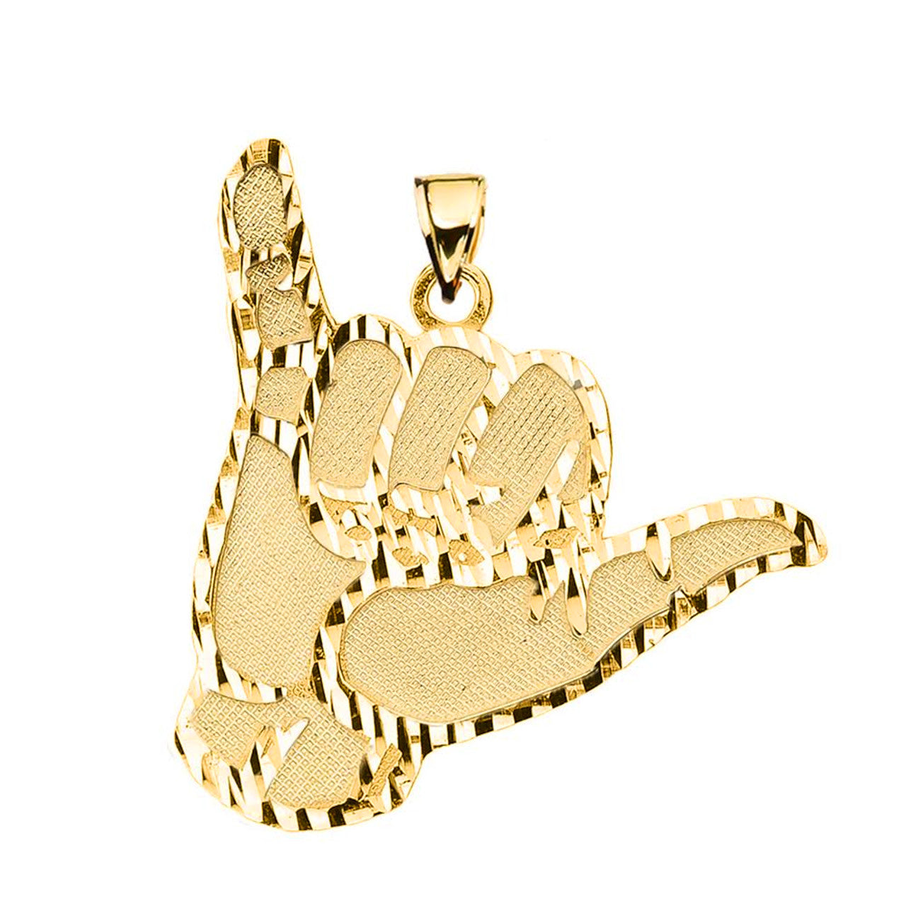 Gold Hang Loose Hand (1.13") Pendant, view 2