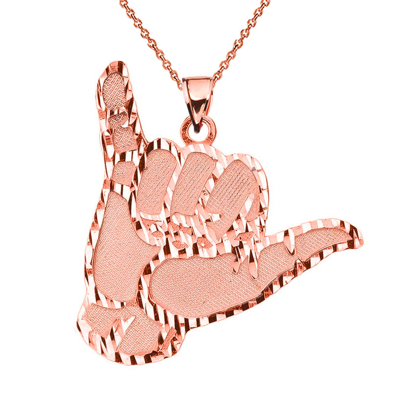 Gold Hang Loose Hand (1.13") Pendant, view 4