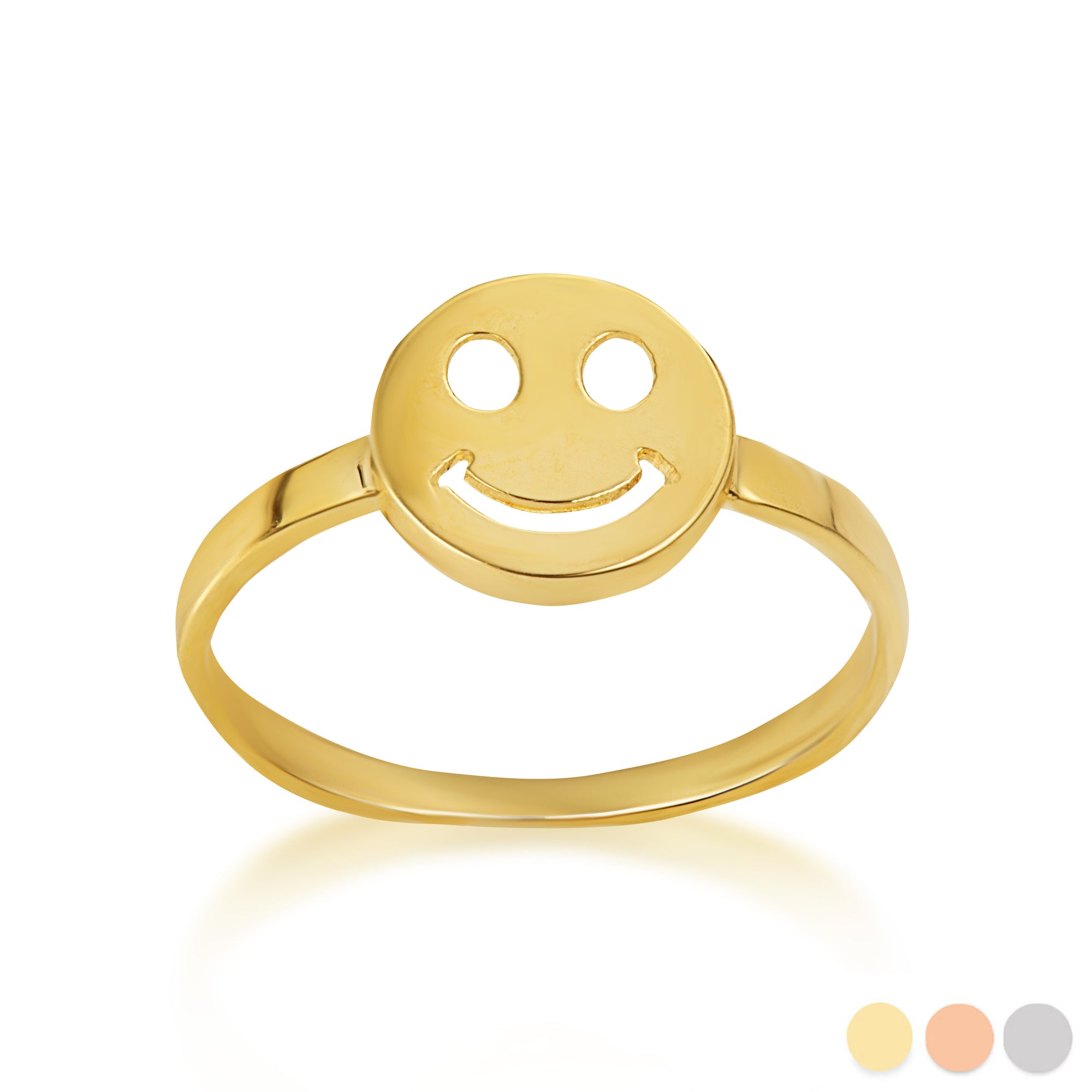 Gold Happy Smiley Face Emoji Ring