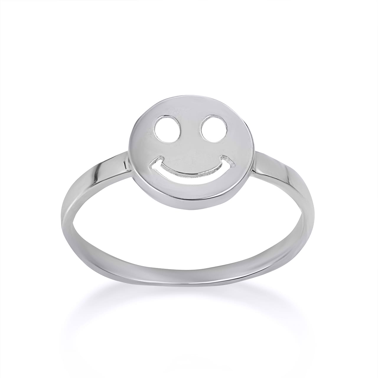 Gold Happy Smiley Face Emoji Ring, view 3