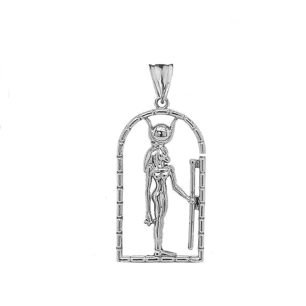 Gold Hathor Egyptian God Pendant Necklace, view 8