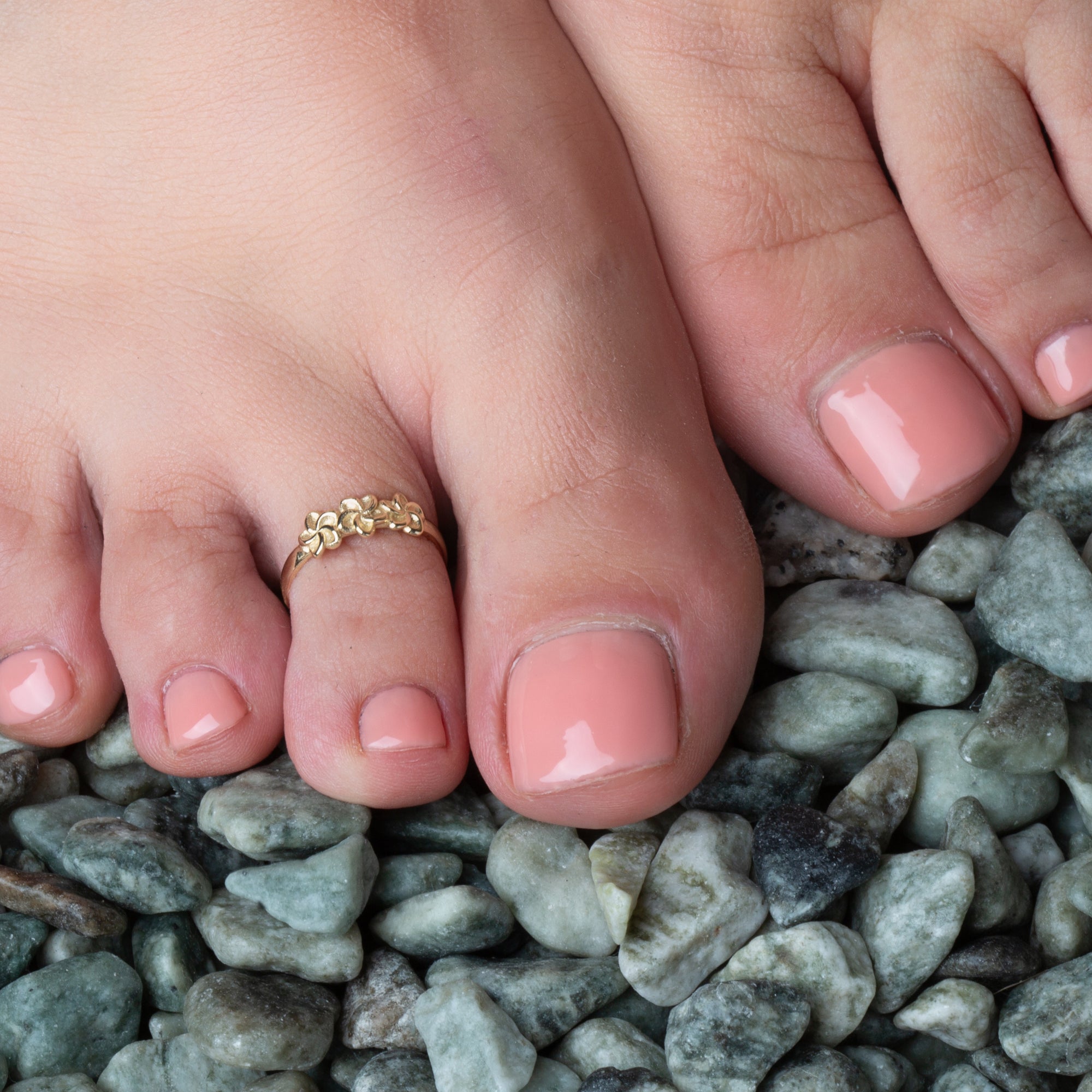 Gold Hawaiian Plumeria Flower Toe Ring, view 2