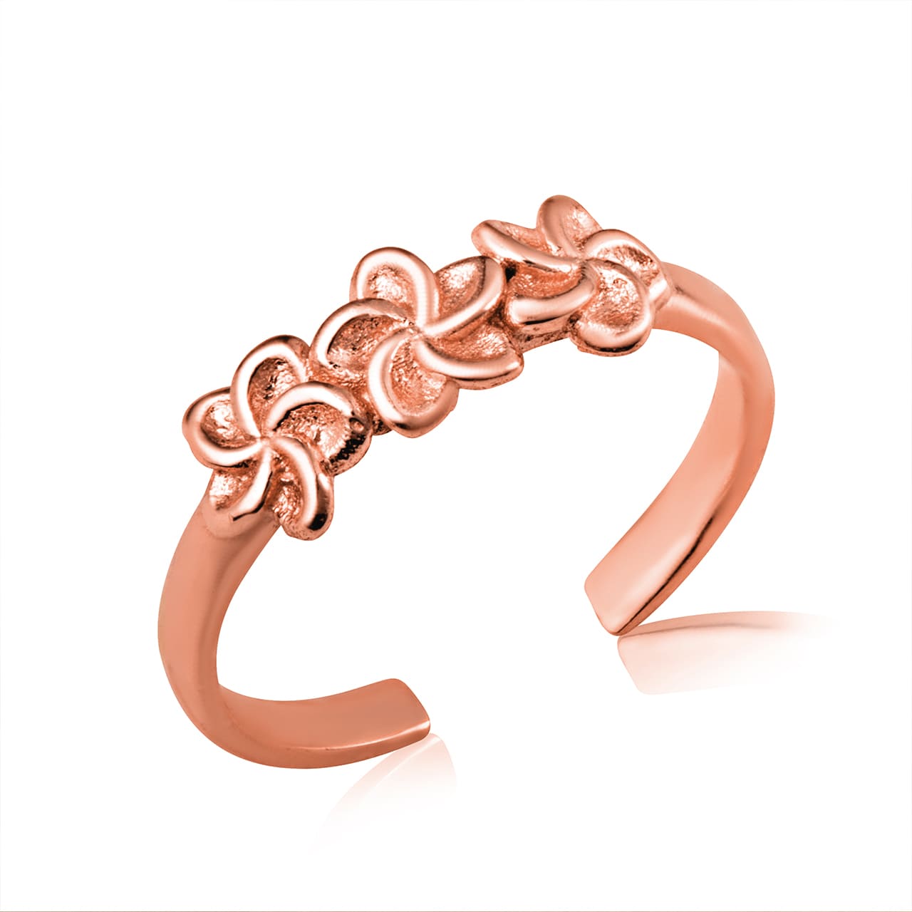 Gold Hawaiian Plumeria Flower Toe Ring, view 5