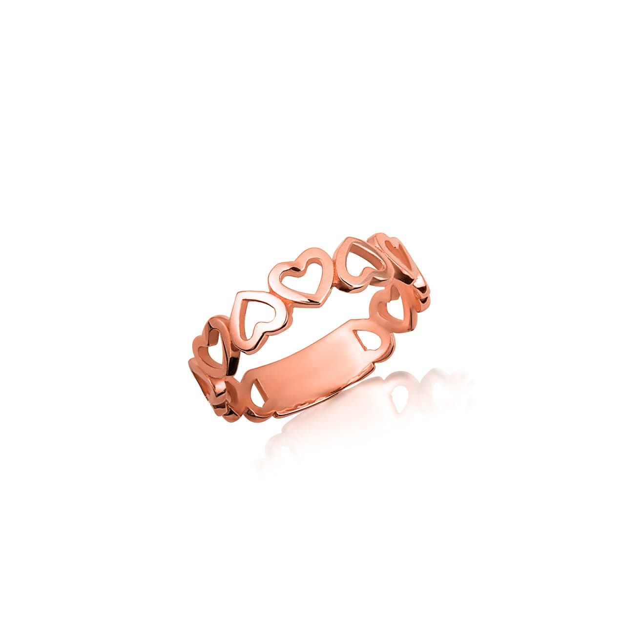 Gold Heart Band Ring, view 4