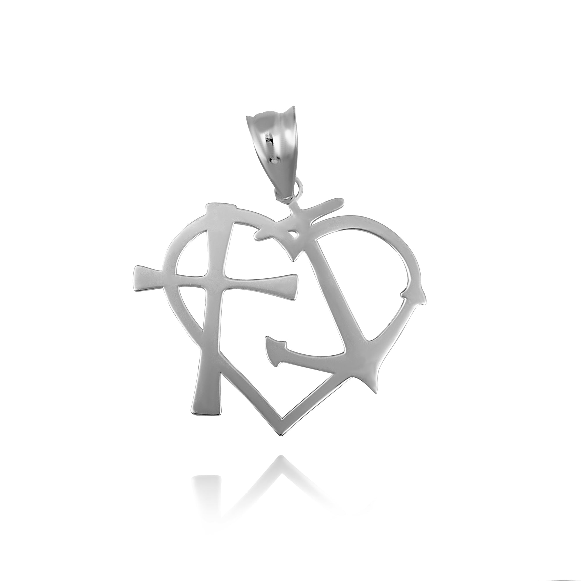 Gold Heart Cross Anchor Pendant Necklace, view 5