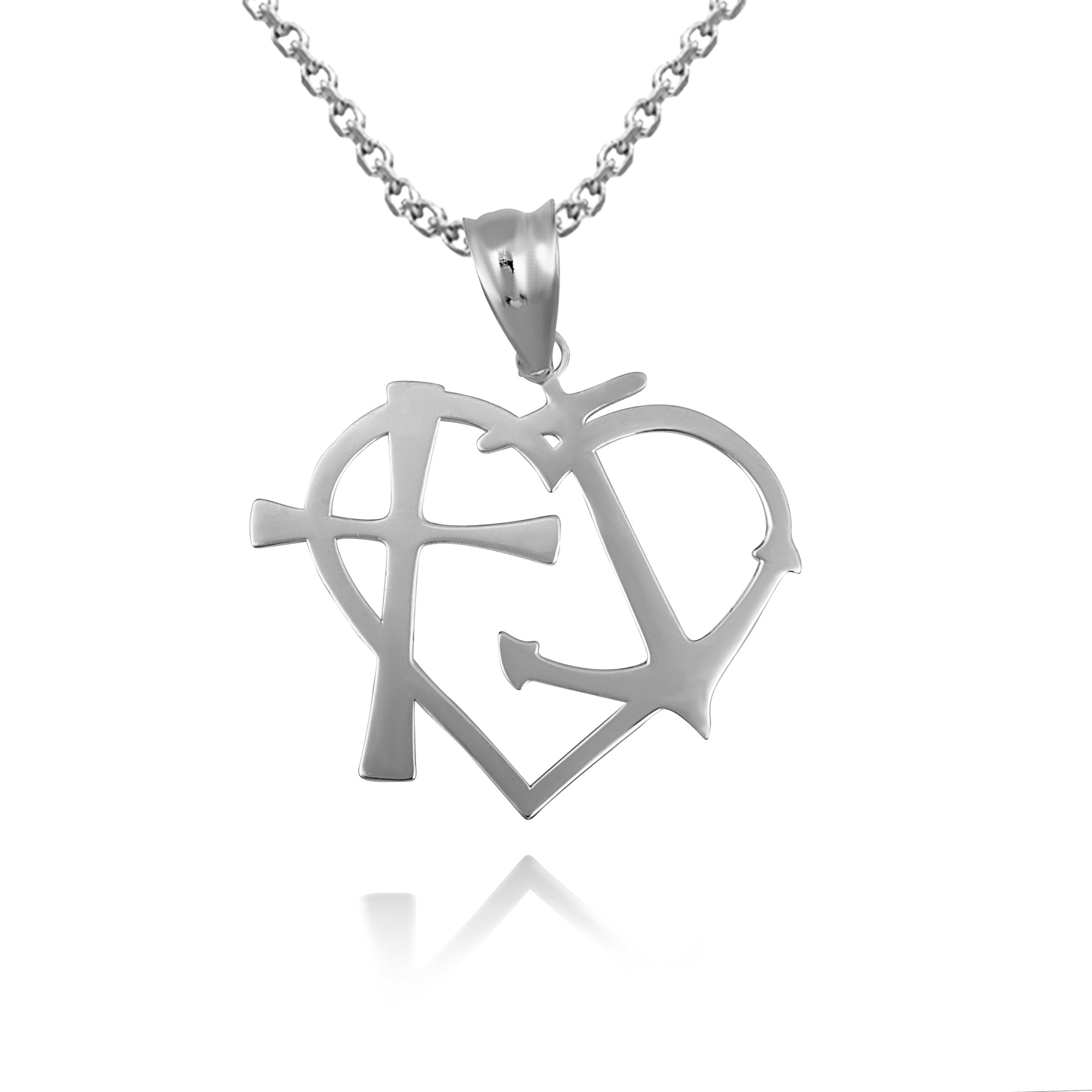 Gold Heart Cross Anchor Pendant Necklace, view 6