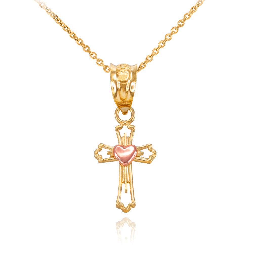 Gold Heart Cross Necklace