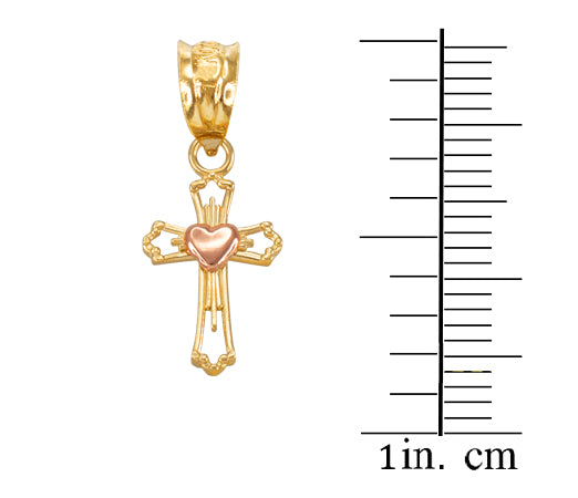 Gold Heart Cross Necklace, view 2