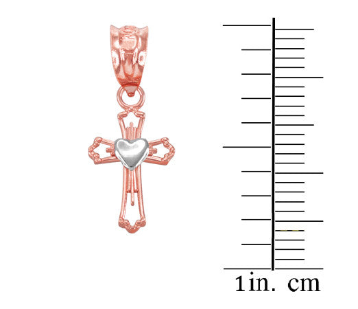 Gold Heart Cross Necklace, view 4