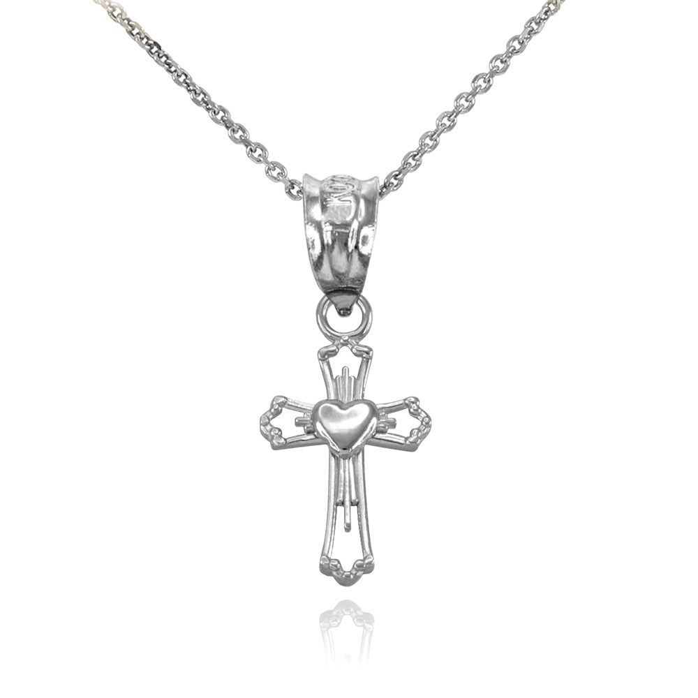 Gold Heart Cross Necklace, view 6