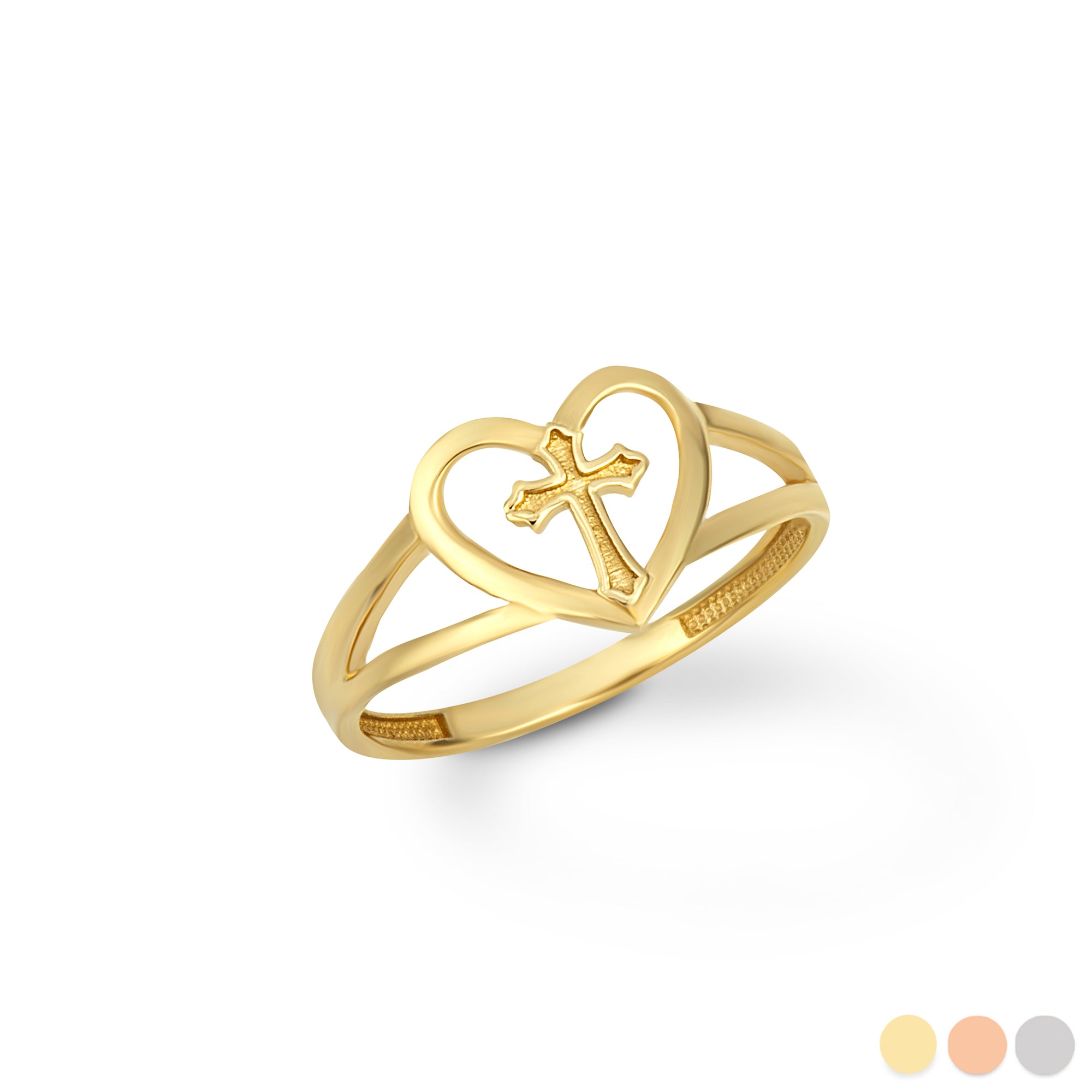 Gold Heart Cross Ring