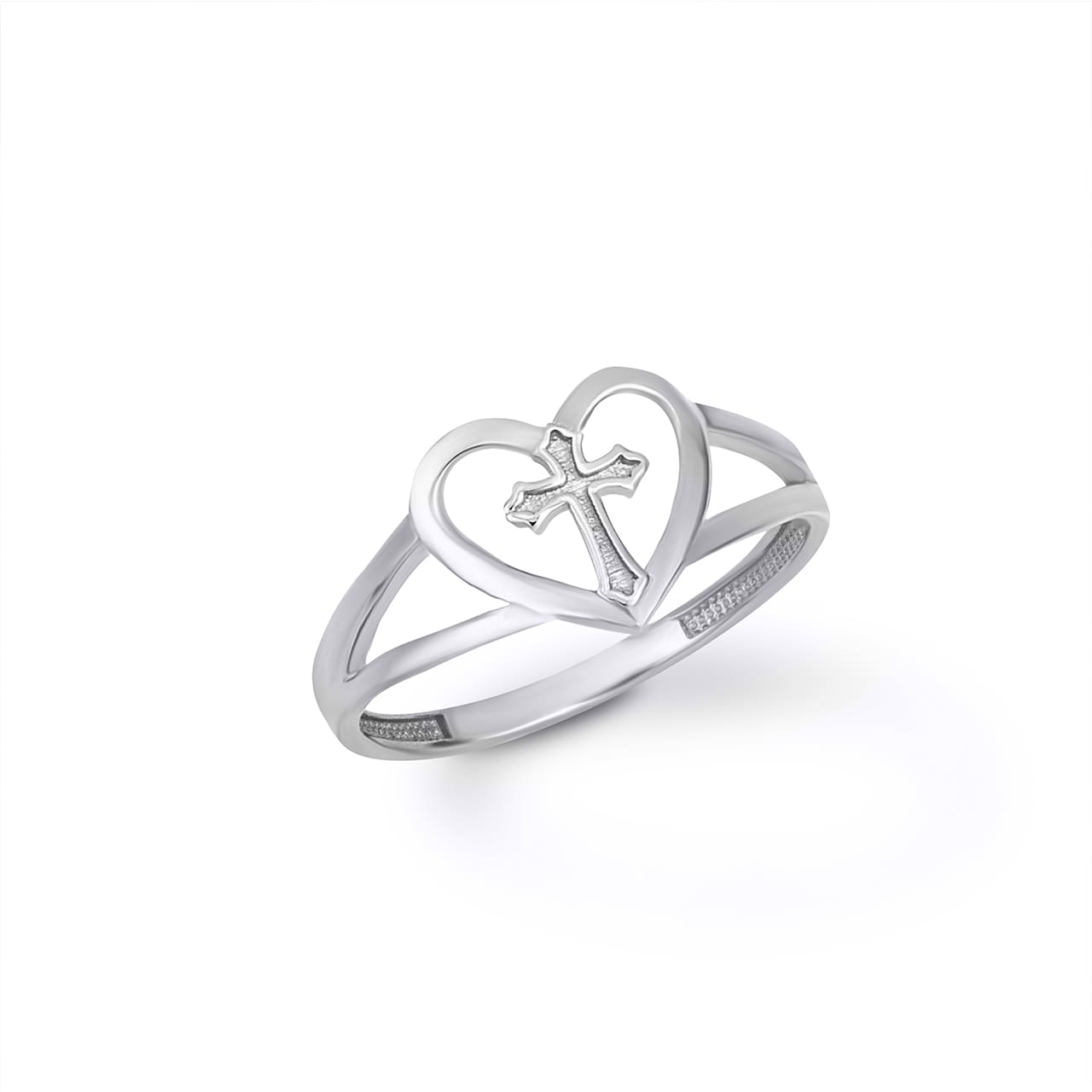 Gold Heart Cross Ring, view 3