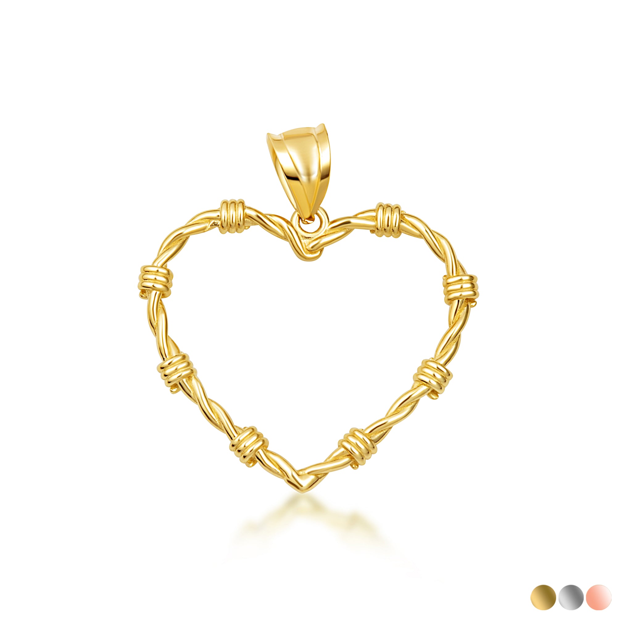Gold Heart Crown of Thorns Jesus Christ Pendant Necklace XS/S/M/L/XL