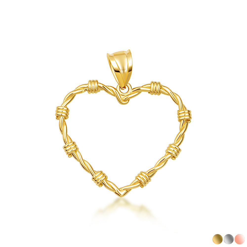 Gold Heart Crown of Thorns Jesus Christ Pendant Necklace XS/S/M/L/XL