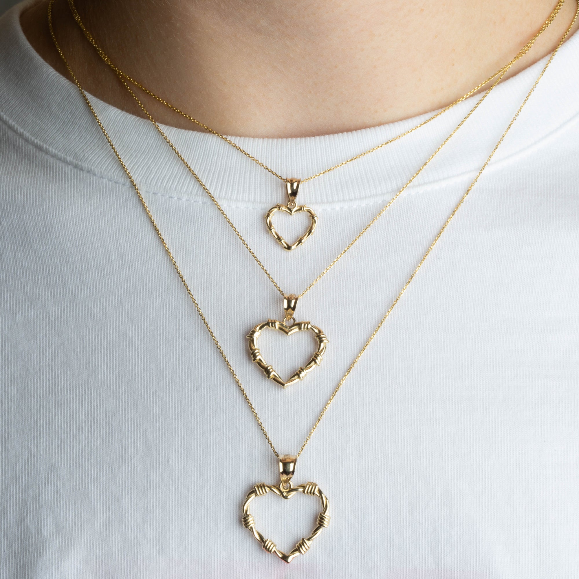 Gold Heart Crown of Thorns Jesus Christ Pendant Necklace XS/S/M/L/XL, view 2