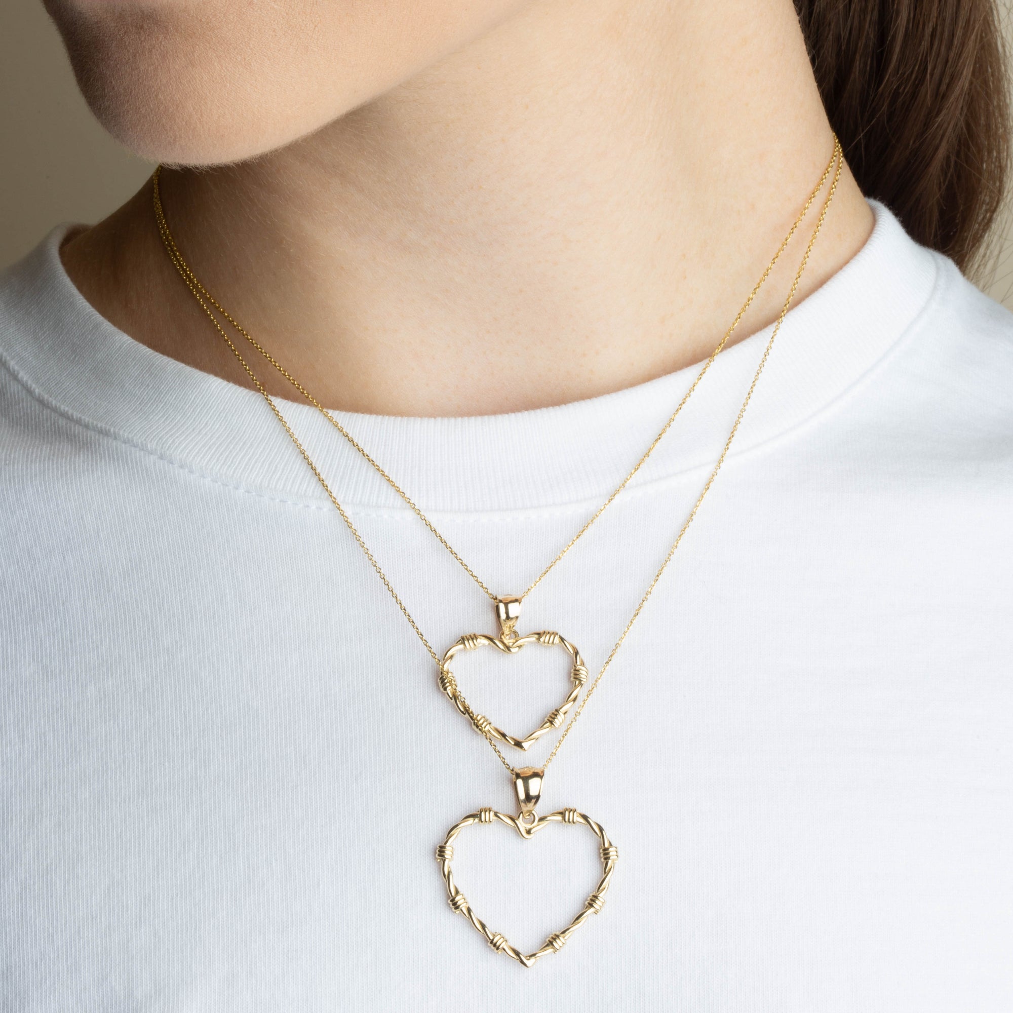 Gold Heart Crown of Thorns Jesus Christ Pendant Necklace XS/S/M/L/XL, view 3